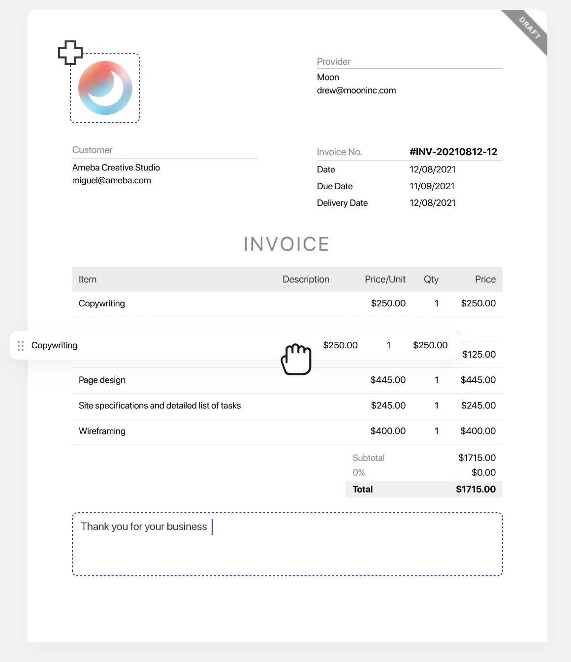 CustomizeInvoices